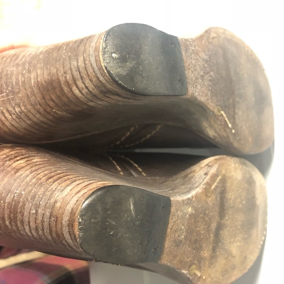 Frye- Brown Leather Wedge Caroline Campus Boots - Picture 8 of 8